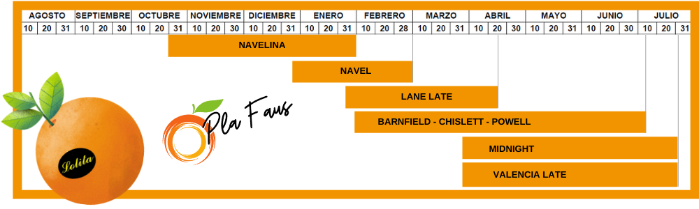 Fechas calendario temporada naranjas premium PLA FAUS - plafaus.es